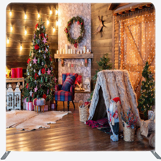 Lofaris Cozy Light Indoor Fireplace Tension Fabric Backdrop