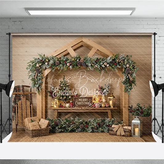 Lofaris Cozy Winter Wonderland Snow Covered Pine Trees Holiday Backdrop Festive Fairy Lights Photography Background