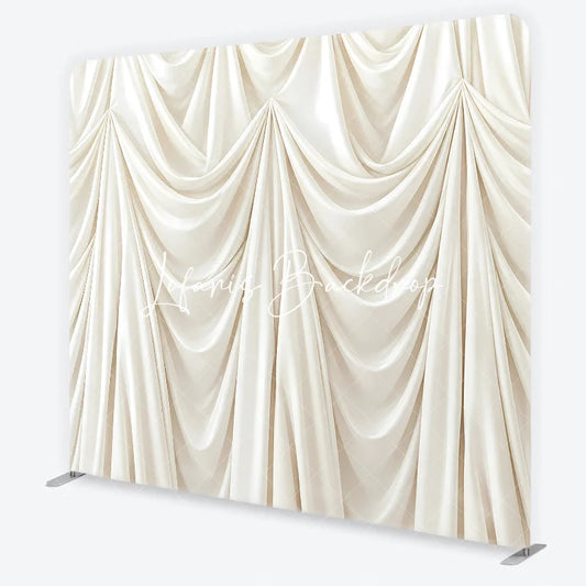 Lofaris Cream Ivory Draped Fabric Square Double-Sided Backdrop Luxurious Pleated Photography Background for Wedding Party