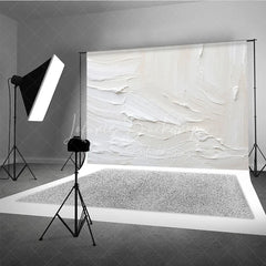 Lofaris Creamy White and Beige Textured Paint Strokes Photography Backdrop Abstract Art Studio Prop for Portraits