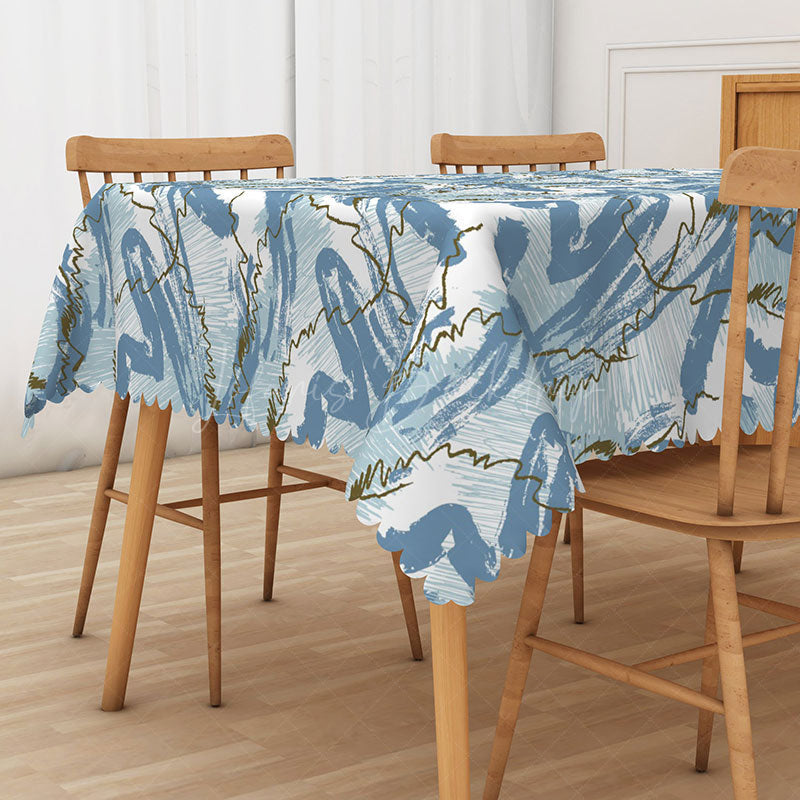 Lofaris Creative Messy Art Painting Rectangle Tablecloth for Abstract Expressionist and Modern Decor