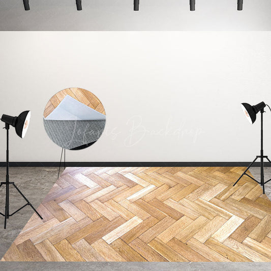 Lofaris Criss Crossing Wooden Pattern Fabric Floor Backdrop