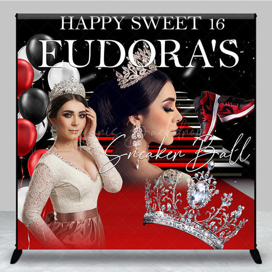 Lofaris Crown Sneaker Ball Custom Sweet 16 Birthday Backdrop