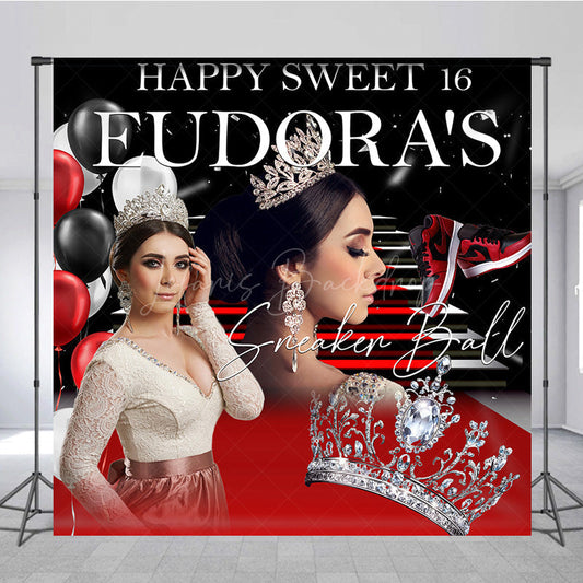 Lofaris Crown Sneaker Ball Custom Sweet 16 Birthday Backdrop