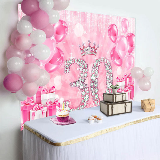 Lofaris Crown Step Into 30th Birthday Balloon Gift Backdrop