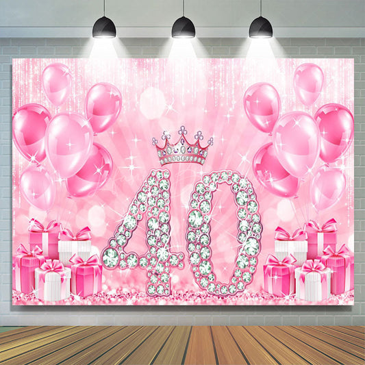 Lofaris Crown Talk To 40 Balloon Happy Birthday Backdrop