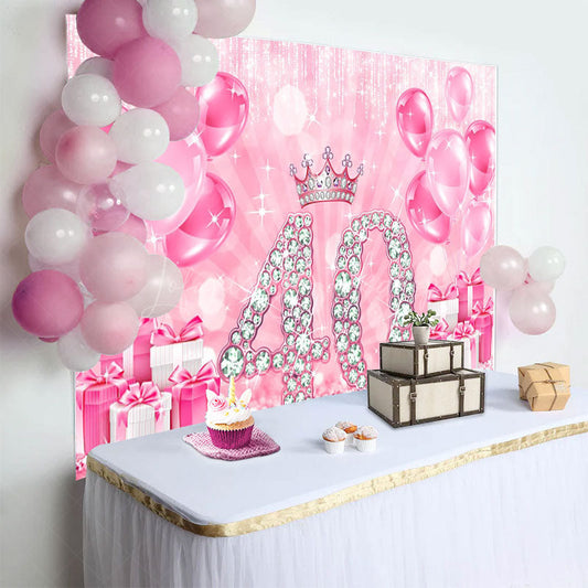 Lofaris Crown Talk To 40 Balloon Happy Birthday Backdrop