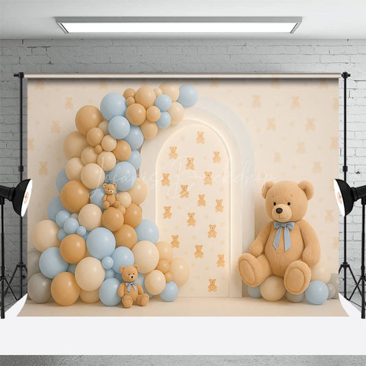 Lofaris Cuddly Bear Balloon Arch Sweet Cake Smash Backdrop
