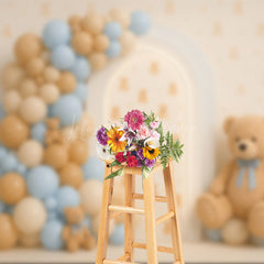 Lofaris Cuddly Bear Balloon Arch Sweet Cake Smash Backdrop
