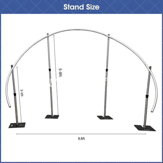 Lofaris Curved Half Moon Arch Backdrop Stand Adjustable 4 Poles Aluminum Frame for Wedding Event Party Decor