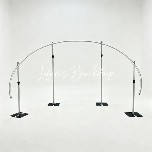 Lofaris Curved Half Moon Arch Backdrop Stand Adjustable 4 Poles Aluminum Frame for Wedding Event Party Decor