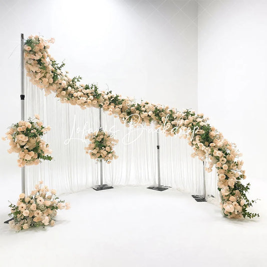 Lofaris Curved Wave Backdrop Stand Frame Adjustable Metal Tube Support for Wedding Event Decor