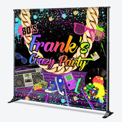 Lofaris Custom 80s Retro Neon Graffiti Party Backdrop with Gold Chain and Boombox Vibrant Birthday Decor