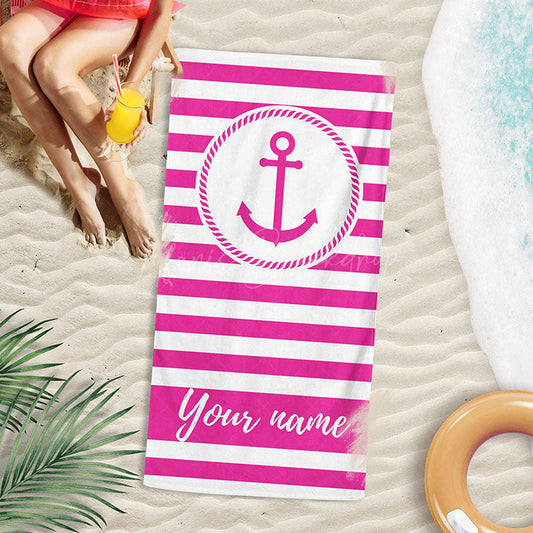 Lofaris Custom Anchor Name Beach Towel Summer Gift