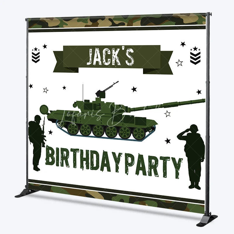 Lofaris Custom Army Military Tank Backdrop Personalized Soldier Birthday Party Decor with Your Name