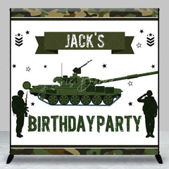 Lofaris Custom Army Military Tank Backdrop Personalized Soldier Birthday Party Decor with Your Name