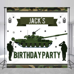 Lofaris Custom Army Military Tank Backdrop Personalized Soldier Birthday Party Decor with Your Name