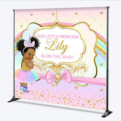 Lofaris Custom Baby Shower Backdrop African American Princess Unicorn Rainbow Gold Glitter