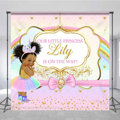 Lofaris Custom Baby Shower Backdrop African American Princess Unicorn Rainbow Gold Glitter