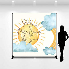 Lofaris Custom Baby Shower Backdrop Here Comes The Sun Boho Rainbow Sunshine Decor