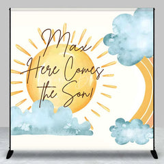 Lofaris Custom Baby Shower Backdrop Here Comes The Sun Boho Rainbow Sunshine Decor