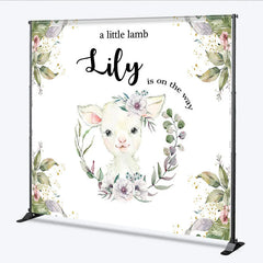 Lofaris Custom Baby Shower Backdrop Little Lamb Watercolor White Flower Greenery Farm Animal