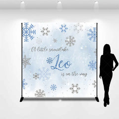 Lofaris Custom Baby Shower Backdrop Winter Wonderland Blue Snowflake Silver Sparkle Boy Decor