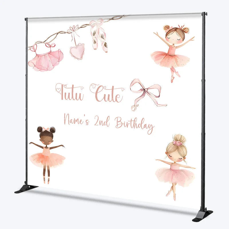 Lofaris Custom Ballerina Birthday Backdrop Personalized Tutu Cute Ballet Theme Party Decoration