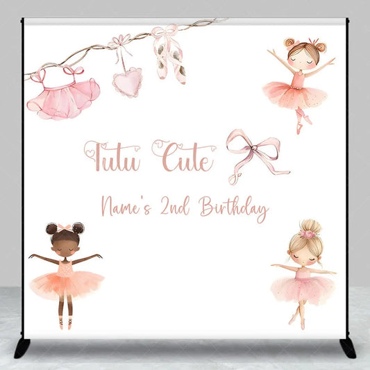 Lofaris Custom Ballerina Birthday Backdrop Personalized Tutu Cute Ballet Theme Party Decoration