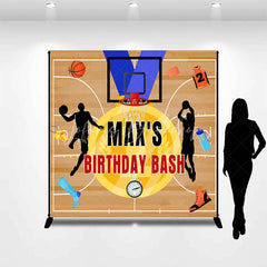 Lofaris Custom Basketball Court Birthday Bash Backdrop featuring Players and Sports Gear Party Decor