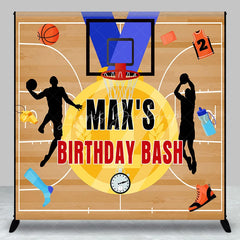 Lofaris Custom Basketball Court Birthday Bash Backdrop featuring Players and Sports Gear Party Decor
