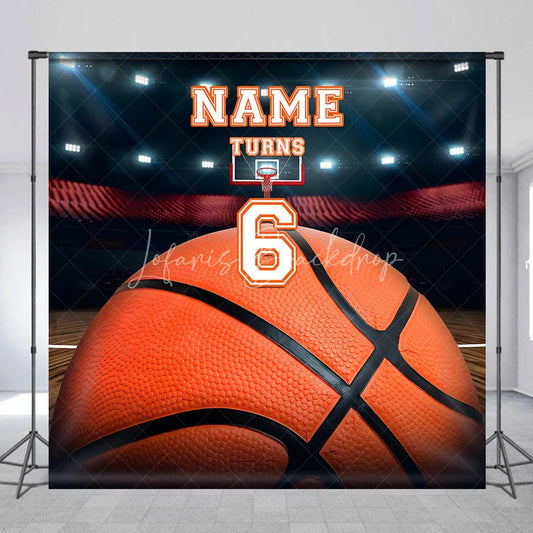 Lofaris Custom Basketball Court Stadium Backdrop with Personalized Name and Number 6 Sports Theme Birthday Party Decor