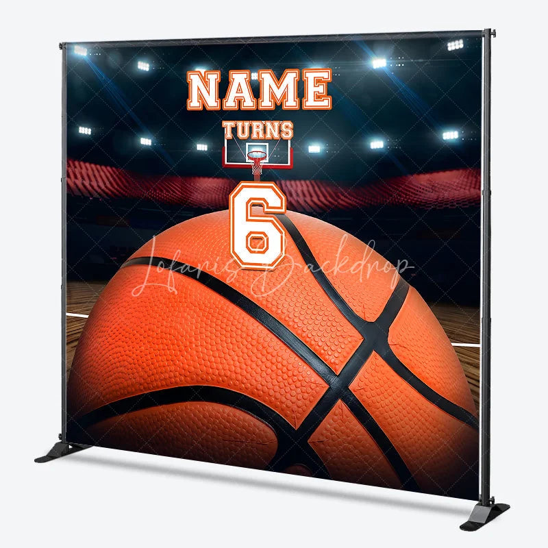 Lofaris Custom Basketball Court Stadium Backdrop with Personalized Name and Number 6 Sports Theme Birthday Party Decor