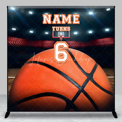 Lofaris Custom Basketball Court Stadium Backdrop with Personalized Name and Number 6 Sports Theme Birthday Party Decor