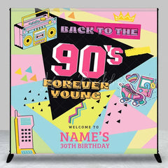 Lofaris Custom Birthday Backdrop Back to the 90s Personalize Name Retro Hip Hop Graffiti Background Nineties Party Decoration