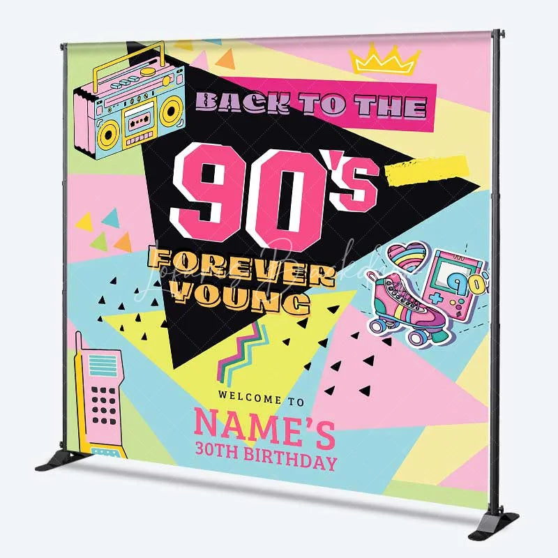 Lofaris Custom Birthday Backdrop Back to the 90s Personalize Name Retro Hip Hop Graffiti Background Nineties Party Decoration