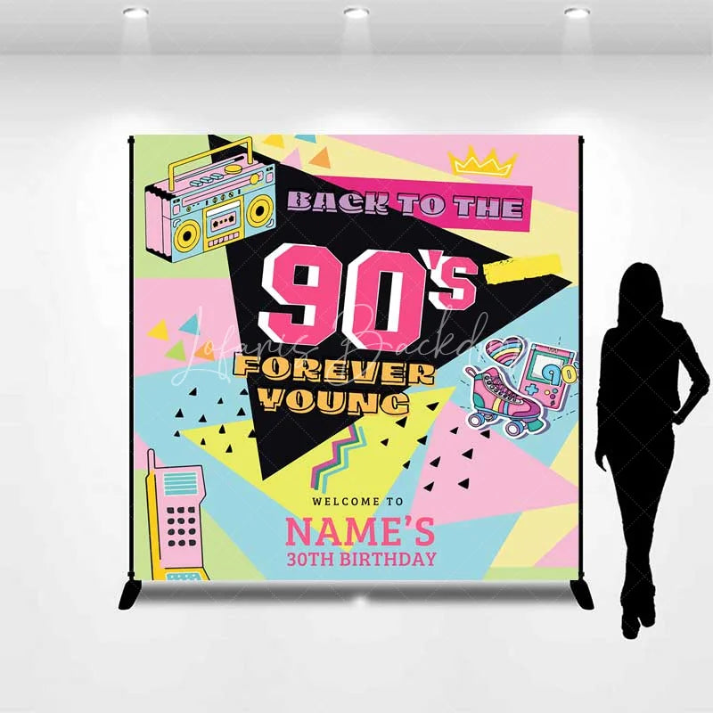 Lofaris Custom Birthday Backdrop Back to the 90s Personalize Name Retro Hip Hop Graffiti Background Nineties Party Decoration