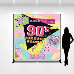 Lofaris Custom Birthday Backdrop Back to the 90s Personalize Name Retro Hip Hop Graffiti Background Nineties Party Decoration