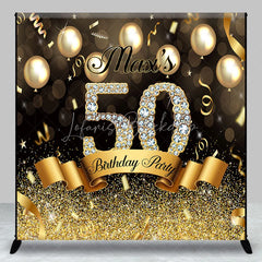 Lofaris Custom Birthday Backdrop Black Gold Balloons Diamond Number Background Personalized Name Age Adult Party Photography
