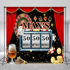 Lofaris Custom Birthday Backdrop Casino Night Theme Las Vegas Roulette Slot Machine Personalized Background