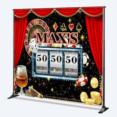 Lofaris Custom Birthday Backdrop Casino Night Theme Las Vegas Roulette Slot Machine Personalized Background