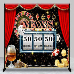 Lofaris Custom Birthday Backdrop Casino Night Theme Las Vegas Roulette Slot Machine Personalized Background