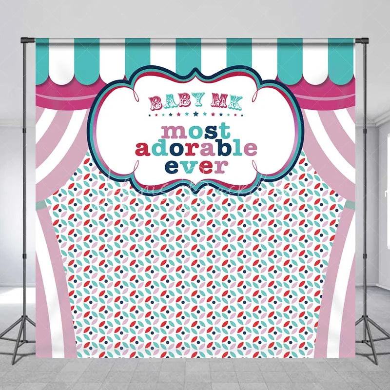 Lofaris Custom Birthday Backdrop Circus Carnival Tent Personalize Name Pastel Stripes Curtain Background Kids Party Decoration