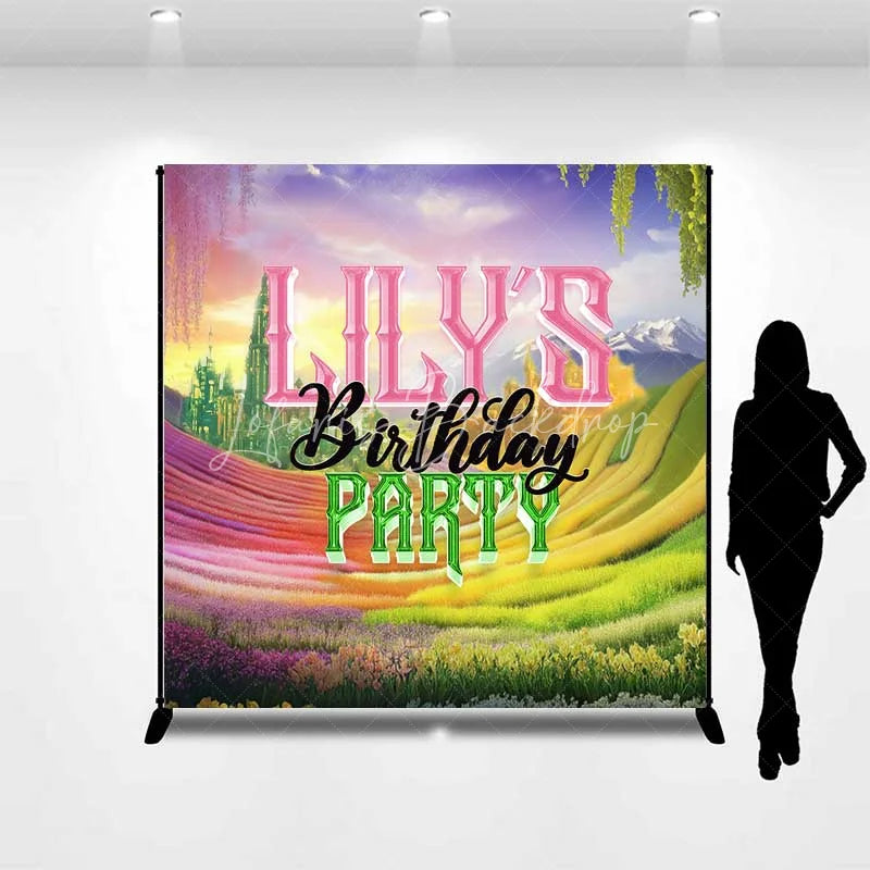 Lofaris Custom Birthday Backdrop Fantasy Rainbow Flower Field and Magic Castle Fairytale Party Background