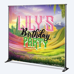 Lofaris Custom Birthday Backdrop Fantasy Rainbow Flower Field and Magic Castle Fairytale Party Background