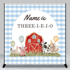 Lofaris Custom Birthday Backdrop Farm Animals Barn Personalize Name Rustic Red Barnyard Three-I-E-I-O Background Kids Party Prop