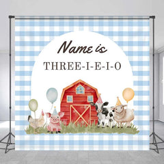 Lofaris Custom Birthday Backdrop Farm Animals Barn Personalize Name Rustic Red Barnyard Three-I-E-I-O Background Kids Party Prop