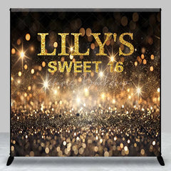 Lofaris Custom Birthday Backdrop Gold Bokeh Glitter Sweet 16 Sparkling Personalized Name Party Background