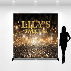 Lofaris Custom Birthday Backdrop Gold Bokeh Glitter Sweet 16 Sparkling Personalized Name Party Background
