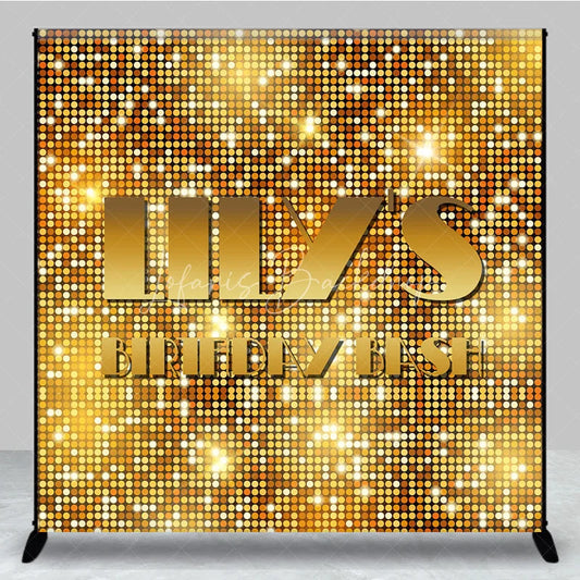 Lofaris Custom Birthday Backdrop Gold Sequin Spots Glitz Glamorous Disco Party Photography